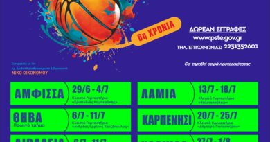 Basketball camps με τον Νίκο Οικονόμου δωρεάν σε όλη την Περιφέρεια Στερεάς Ελλάδας